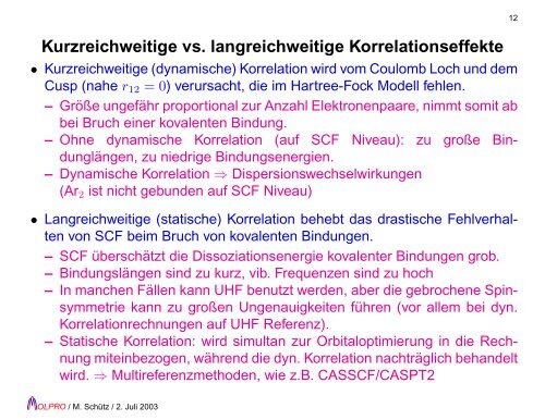 Jenseits von Hartree-Fock - beim Arbeitskreis Theoretische Chemie