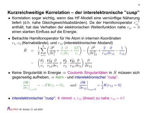 Jenseits von Hartree-Fock - beim Arbeitskreis Theoretische Chemie