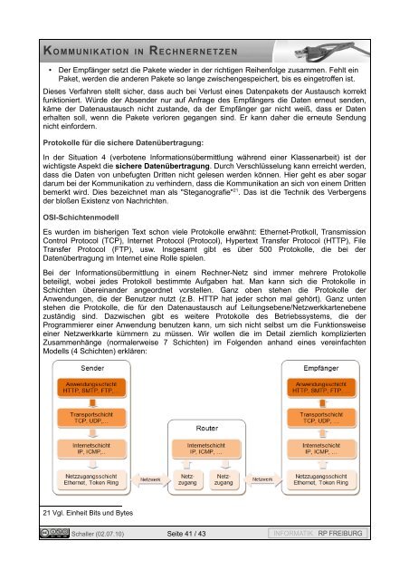 KOMMUNIKATION IN RECHNERNETZEN ... - Informatik