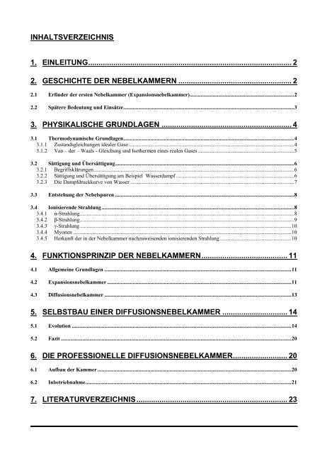 Nebelkammer - Physikalisches Projektpraktikum