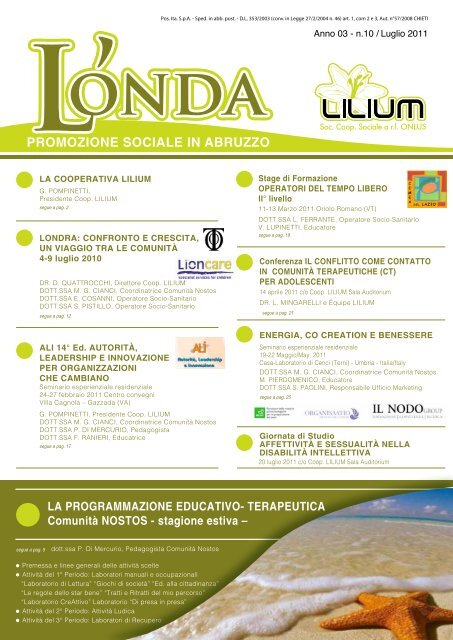 L'Onda n.10 - Coop LILIUM: confronto e crescita, un viaggio tra le comunità