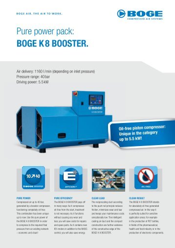 Pure power pack: BOGE K 8 BOOSTER. - Boge Kompressoren