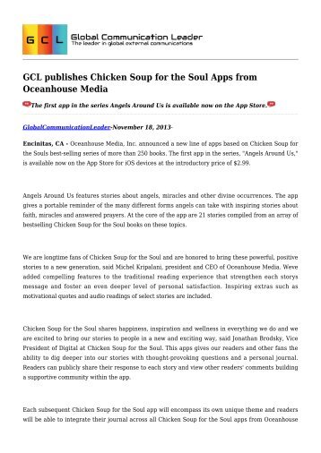 GCL publishes Chicken Soup for the Soul Apps from Oceanhouse Media