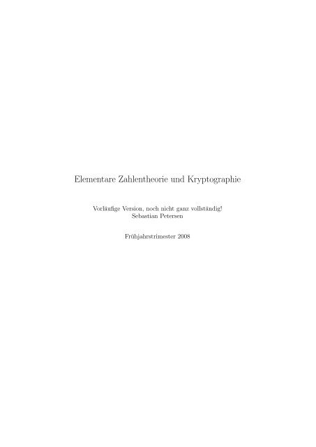 Elementare Zahlentheorie und Kryptographie