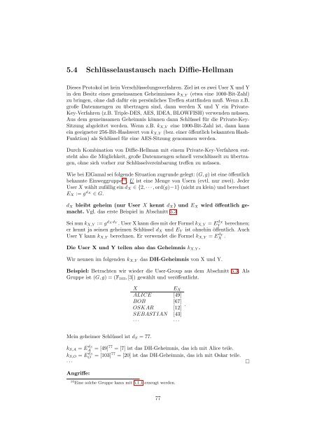 Elementare Zahlentheorie und Kryptographie