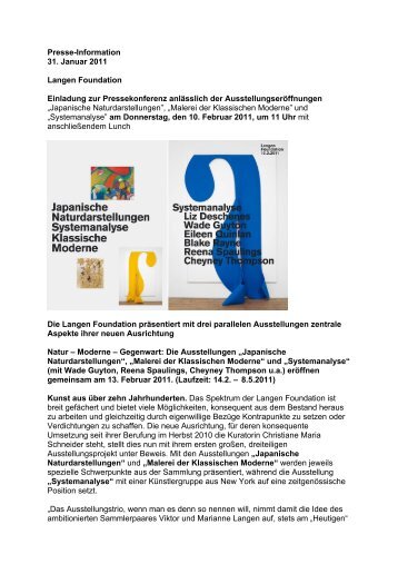 Presse-Information 31. Januar 2011 Langen Foundation Einladung ...