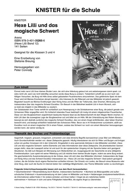 Hexe Lilli und das magische Schwert - ARENA Verlag