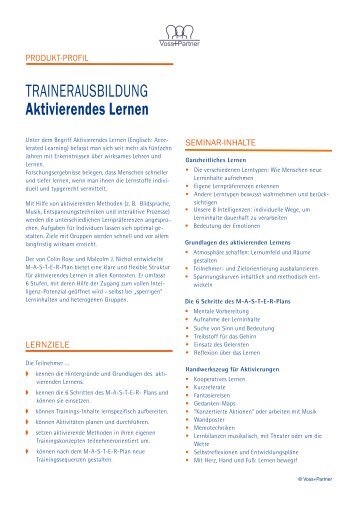 Seminarbeschreibung Aktivierendes Lernen - Seminarmarkt