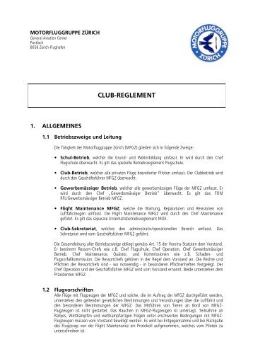 MFGZ Clubreglement - Motorfluggruppe Zürich