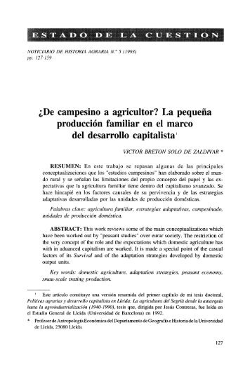 ¿De campesino a agricultor? La pequeña producción familiar en el ...