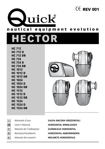 Quick Hector Windlass Instruction Manual - Safety Marine