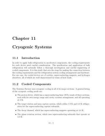 Chapter 11 Cryogenic Systems - Advanced Accelerator Group