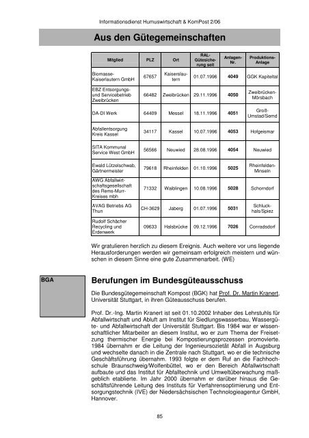 Ausgabe 2/06 [pdf] - Bundesgütegemeinschaft Kompost e.V.
