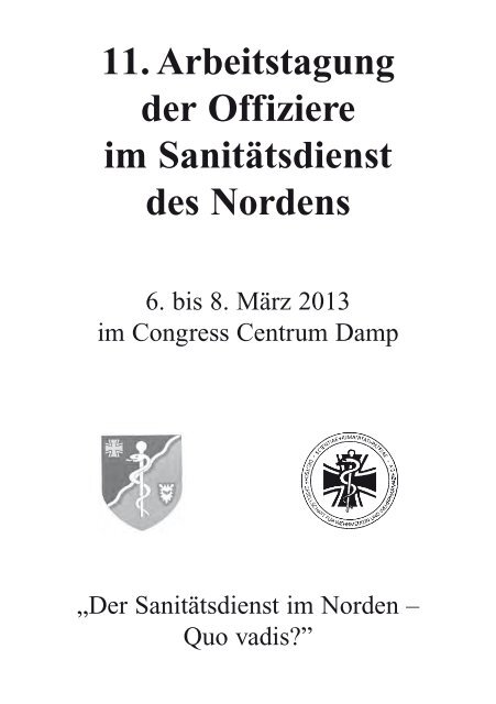 11. Arbeitstagung der Offiziere im Sanitätsdienst des Nordens ...