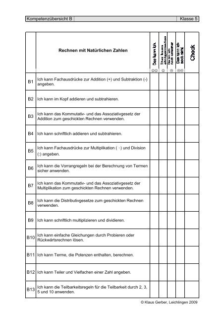 Kompetenzübersicht Klasse5 - Mathe-Praxis