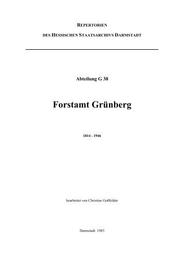 Forstamt Grünberg - Hessisches Archiv-Dokumentations