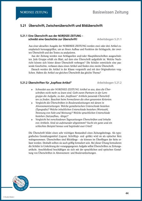 Basiswissen Zeitung Klasse 5 bis 12 [PDF, 2 - Nordsee-Zeitung