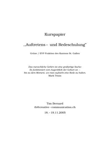 Kurspapier ,,Auftretens– und Redeschulung” - tbernard.de