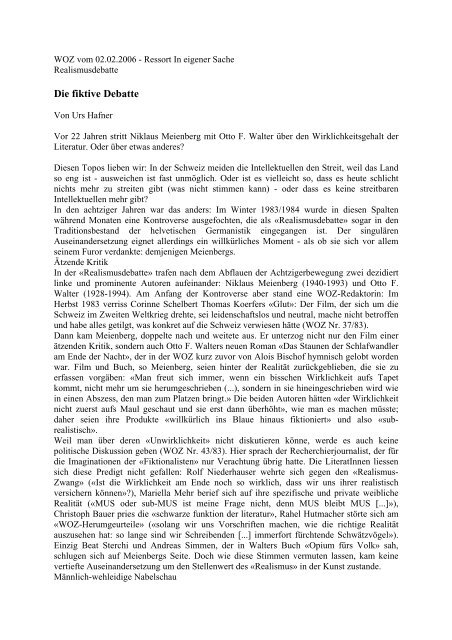 Die fiktive Debatte - Niklaus Meienberg