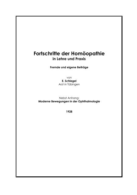 Fortschritte der Homöopathie - Kathrin-von-basse.de
