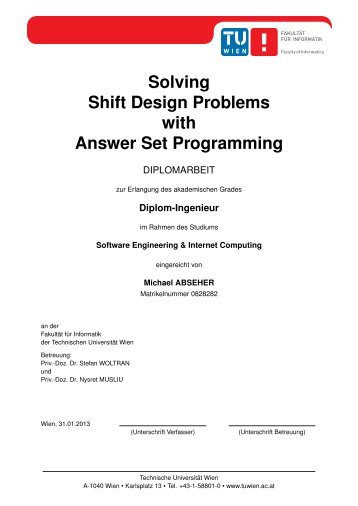 Solving Shift Design Problems with Answer Set Programming - DBAI ...