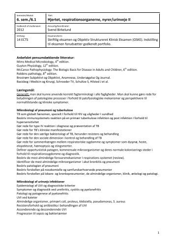 6. sem./6.1 Hjertet, respirationsorganerne, nyrer/urinveje II