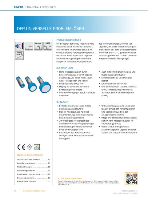 UM18-2 Hi Ultraschallsensoren - Mysick.com