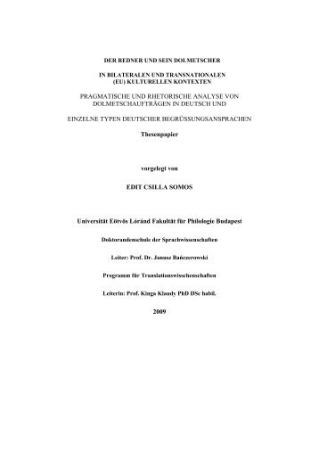 vorgelegt von - ELTE BTK disszertációk