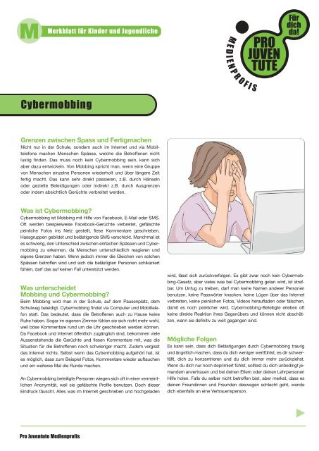 Cybermobbing Merkblatt Fur Kinder Und Jugendliche Pro Juventute