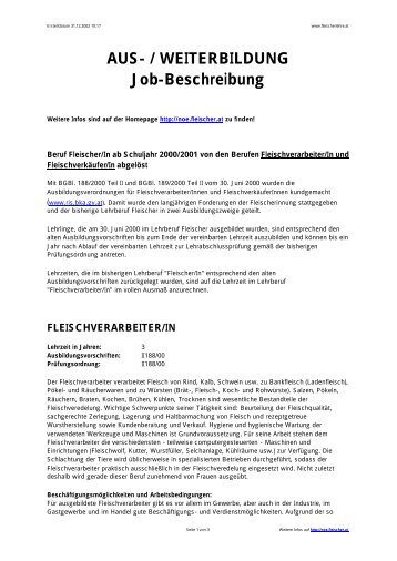 AUS- / WEITERBILDUNG Job-Beschreibung