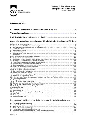 Vertragsinformationen - GVV-Versicherungen