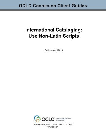 International Cataloging: Use Non-Latin Scripts - OCLC