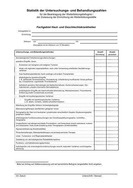 Statistik der Untersuchungs- und Behandlungsverfahren