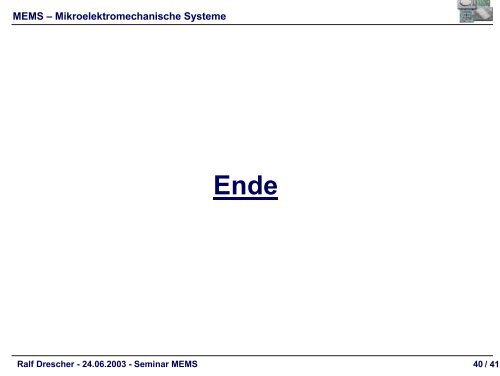 MEMS – Herstellung, Bauformen, Realisierungen