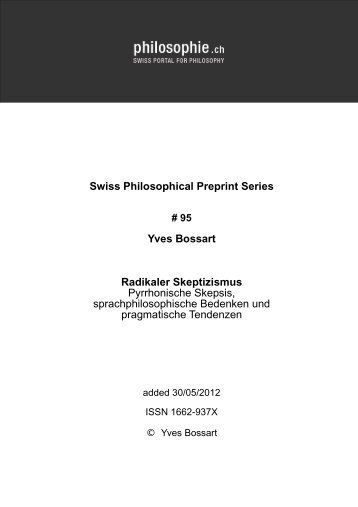 Swiss Philosophical Preprint Series Yves Bossart ... - Philosophie.ch