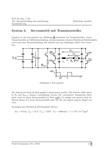 System 5: Servoantrieb mit Transistorsteller - EWS - Universität Ulm