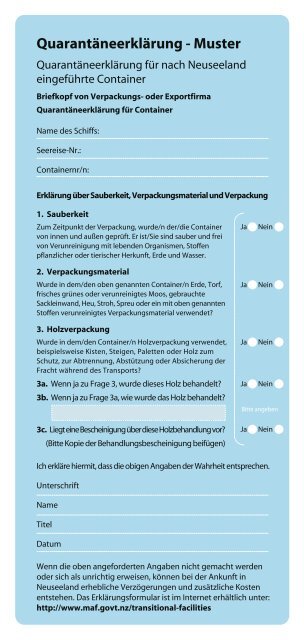 Sea Container Declaration - German