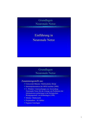 Einführung in Neuronale Netze - Prof. Dr. Michael Bongards