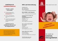 Faltblatt Schütteln lebensgefährlich