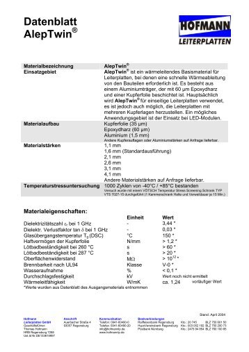 Datenblatt AlepTwin - Hofmann Leiterplatten