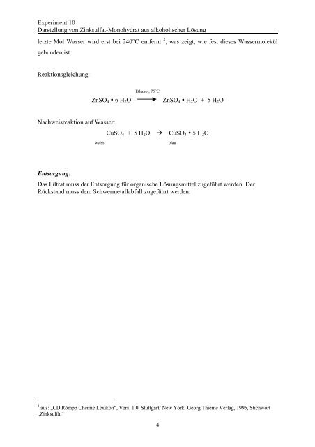 Darstellung von Zinksulfat-Monohydrat - Chemie und ihre Didaktik ...