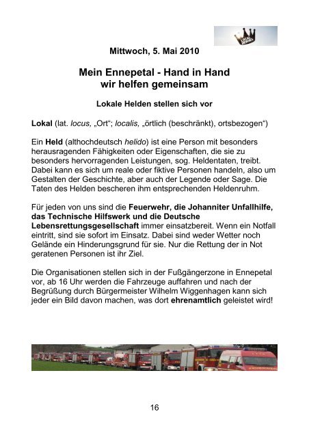 Veranstaltungsbroschüre der Stadt Ennepetal