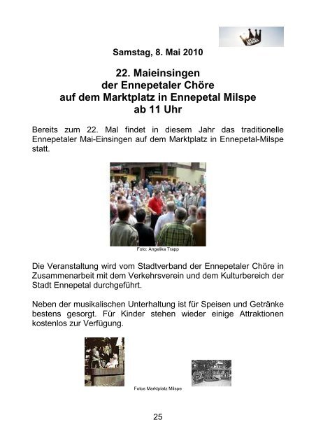 Veranstaltungsbroschüre der Stadt Ennepetal