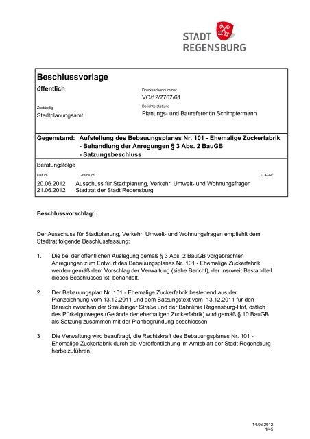 in der Verwaltungsvorlage - Regensburg Digital