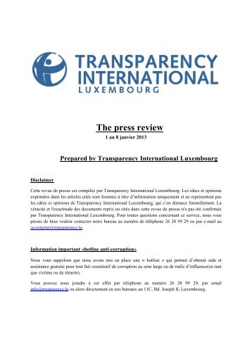 The press review - Transparency International Luxembourg
