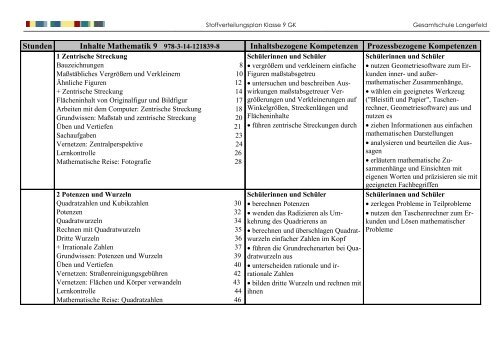 Lehrplan Mathematik Klasse 9 Grundkurs - Gesamtschule ...