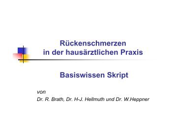 Rückenschmerzen in der hausärztlichen Praxis Basiswissen Skript