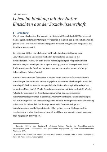 Leben im Einklang mit der Natur - Klimabewusstsein.de