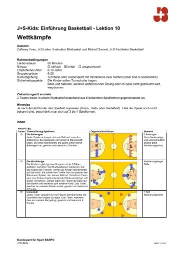 J+S-Kids: Einführung Basketball - Lektion 10 - mobilesport.ch