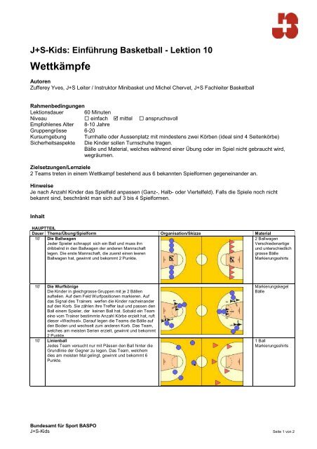 J+S-Kids: Einführung Basketball - Lektion 10 - mobilesport.ch